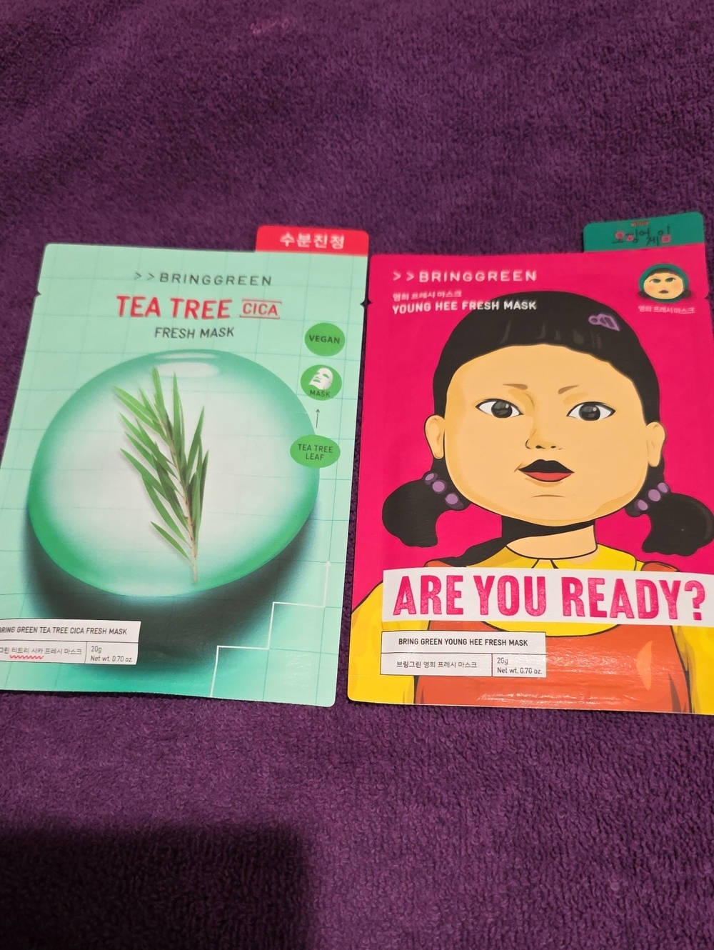 Tea Tree Cica Fresh Mask - Green & Young Hee Fresh Mask - Pink
